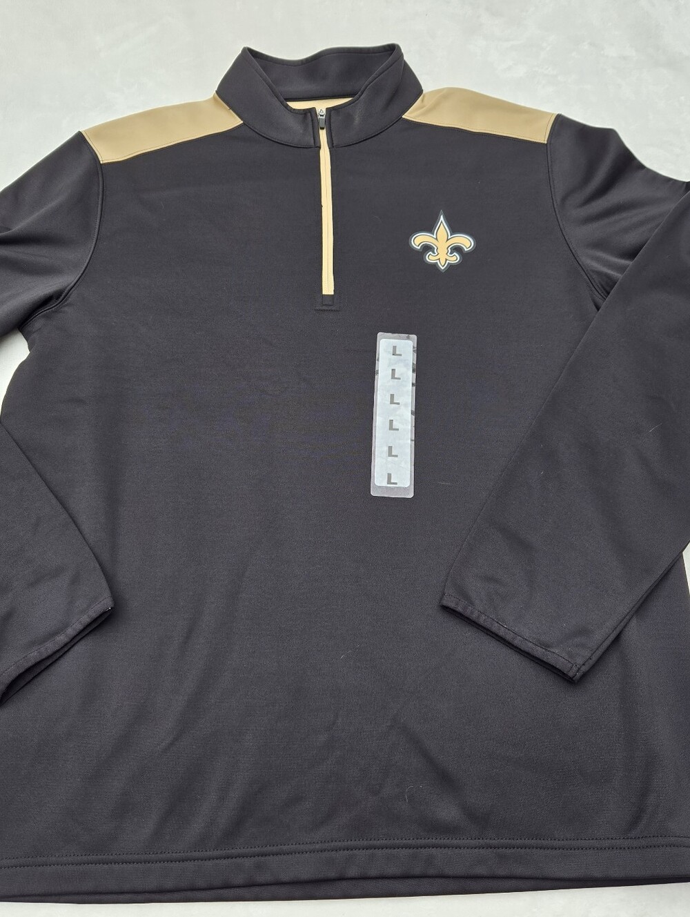 New Orleans Saints Men Large Pullover 1/4 Zip Sweatshirt Black NWT NFL Football